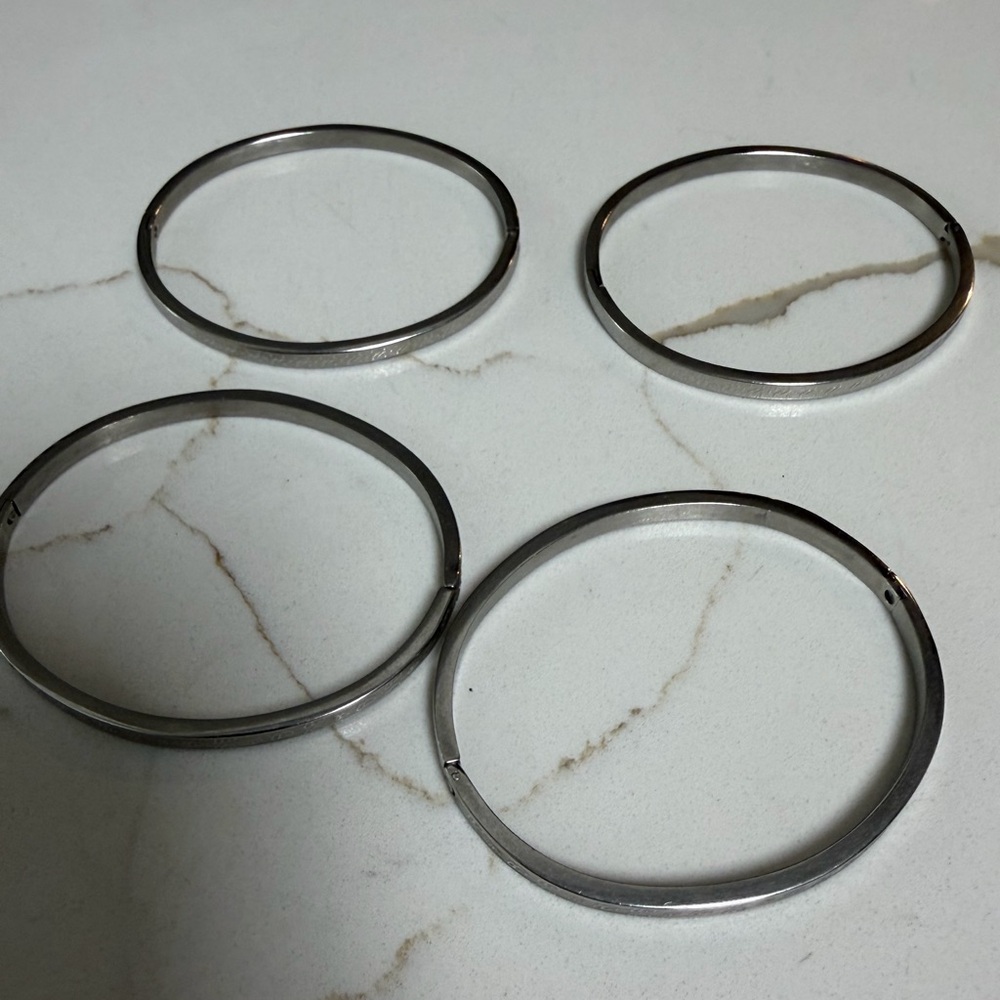 Silver Bangle Bracelets Set - image 1